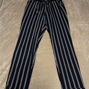 BE COOL Black and White Striped Cropped Pants